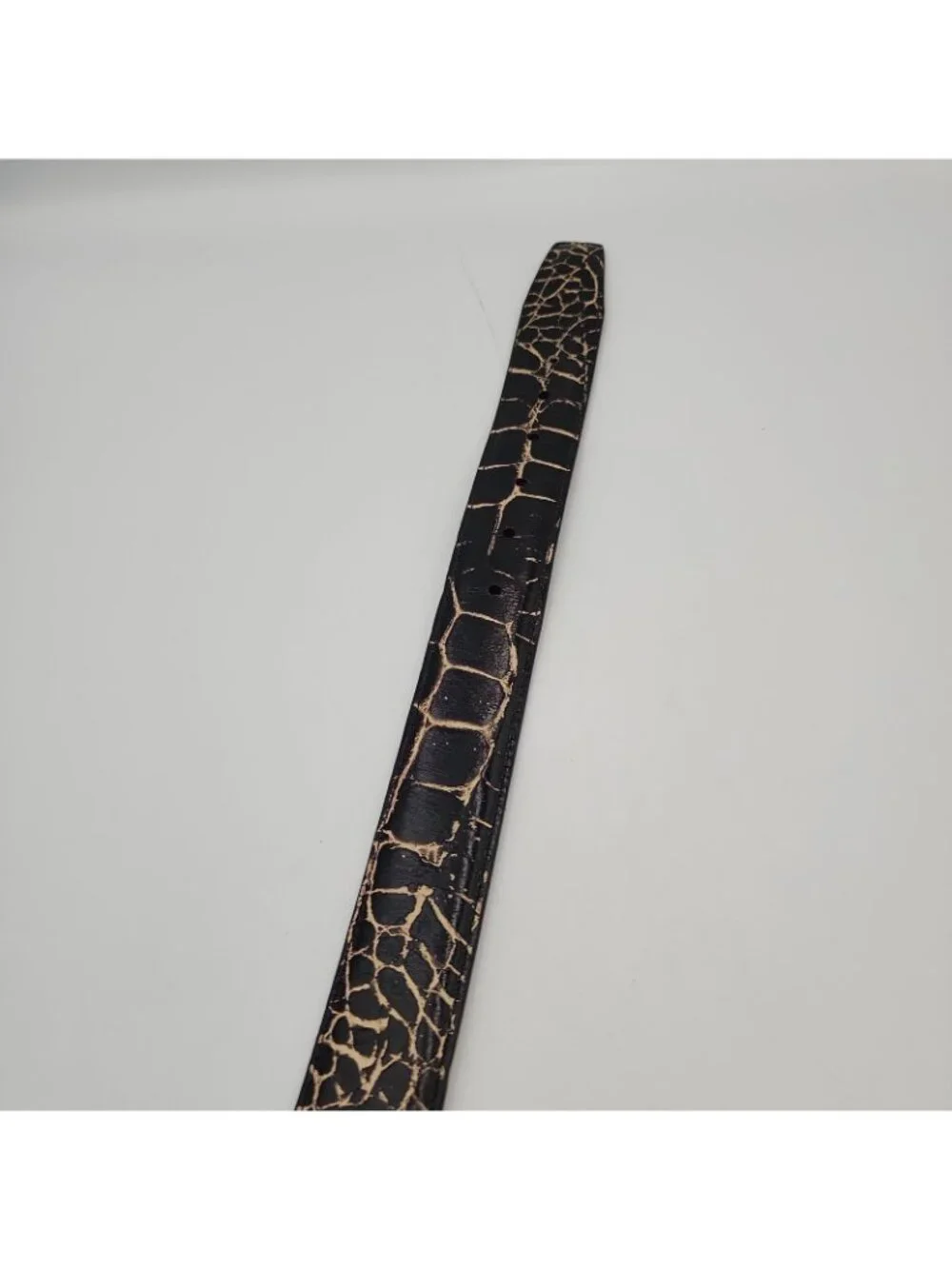 Mens Black Brown Crocodile Leather Belt 34 Removable Buckle Fits 31-35